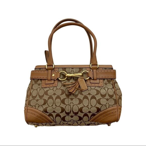 Vintage Coach Hampton Signature Jacquard Brown & Tan Satchel C0773-10507 - Picture 3 of 14